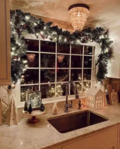 christmas garland idea hack DIY for window frame