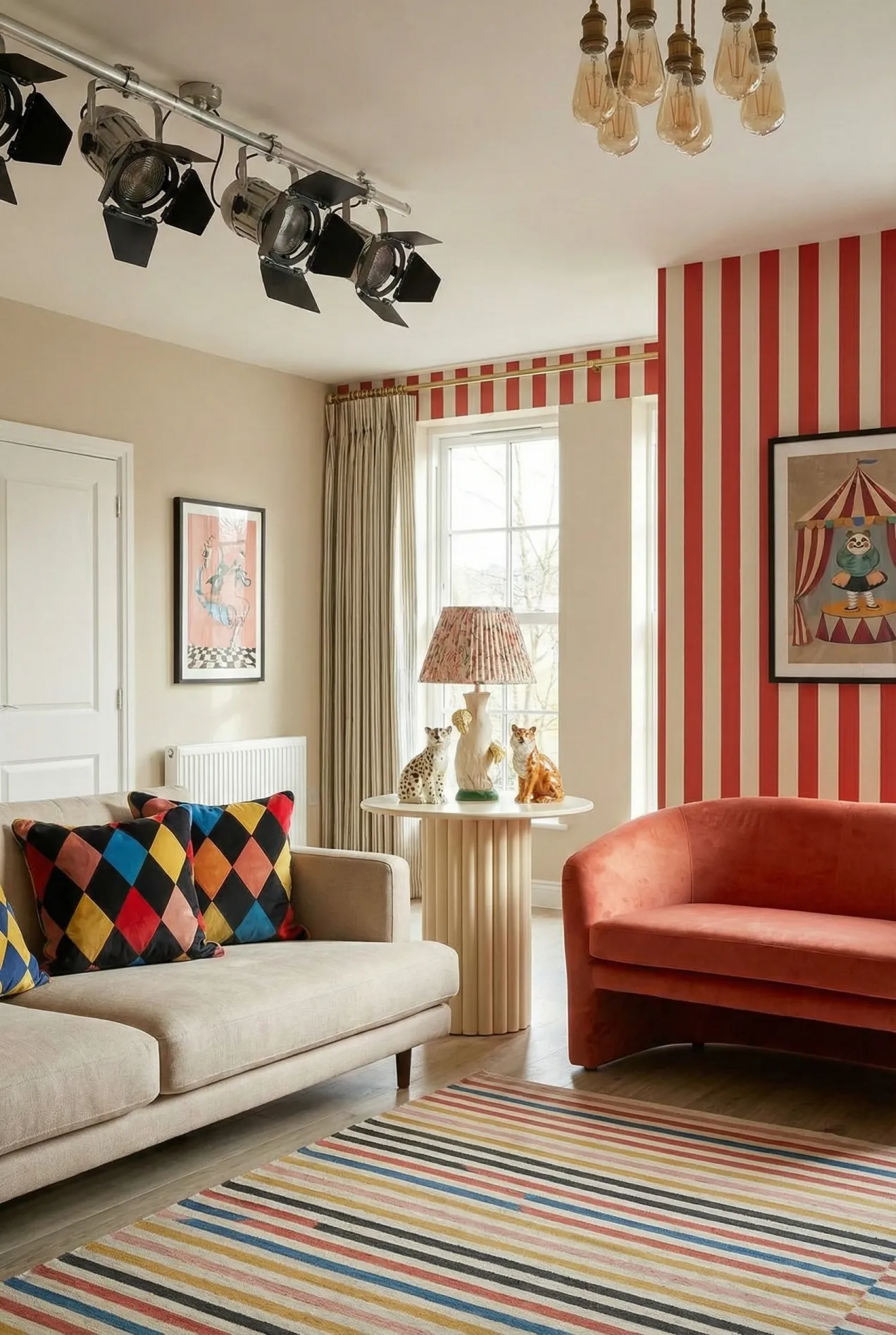 Learn about FunHaus decor, the playful 2026 home design trend inspired by circus aesthetics. See how bold stripes, sculptural furniture, and vibrant colors create joyful spaces. Perfect for those moving beyond minimalism.